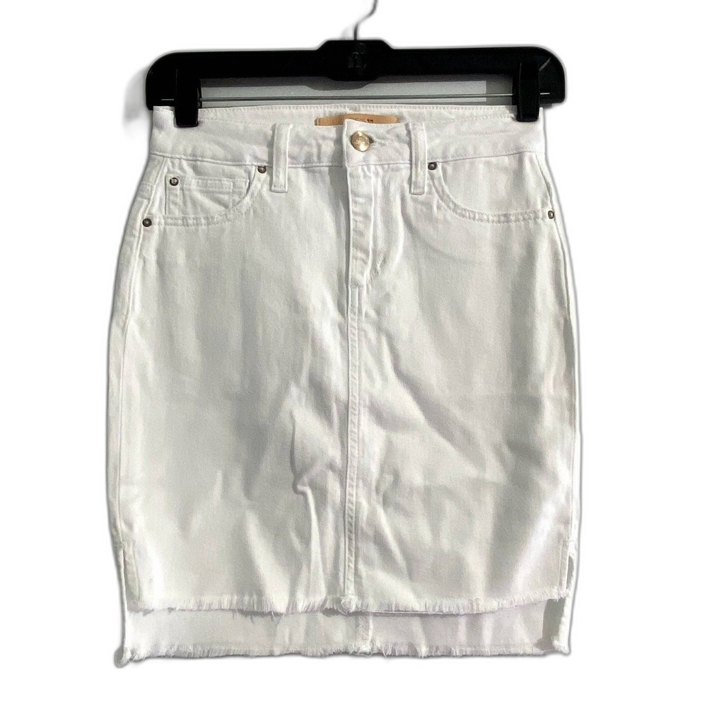 Joes Jeans Womens Field Skirt White Denim Fringe Mini Coastal Boho Size 24 Waist